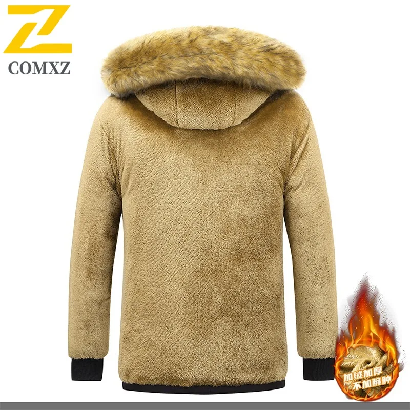 COMXZ الدافئة القطن وسادة مبطنة صوف مبطن سميكة فضفاضة التخييم عالية الجودة الشتاء سترة الثلوج حجم كبير الرجال معطف الحشو #3