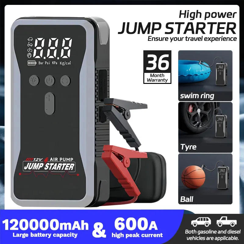 IP66 Waterproof Jump Starter  Power Bank & Air Pump 4-in-1 – 12V Portable Battery Booster for Outdoor Emergency.