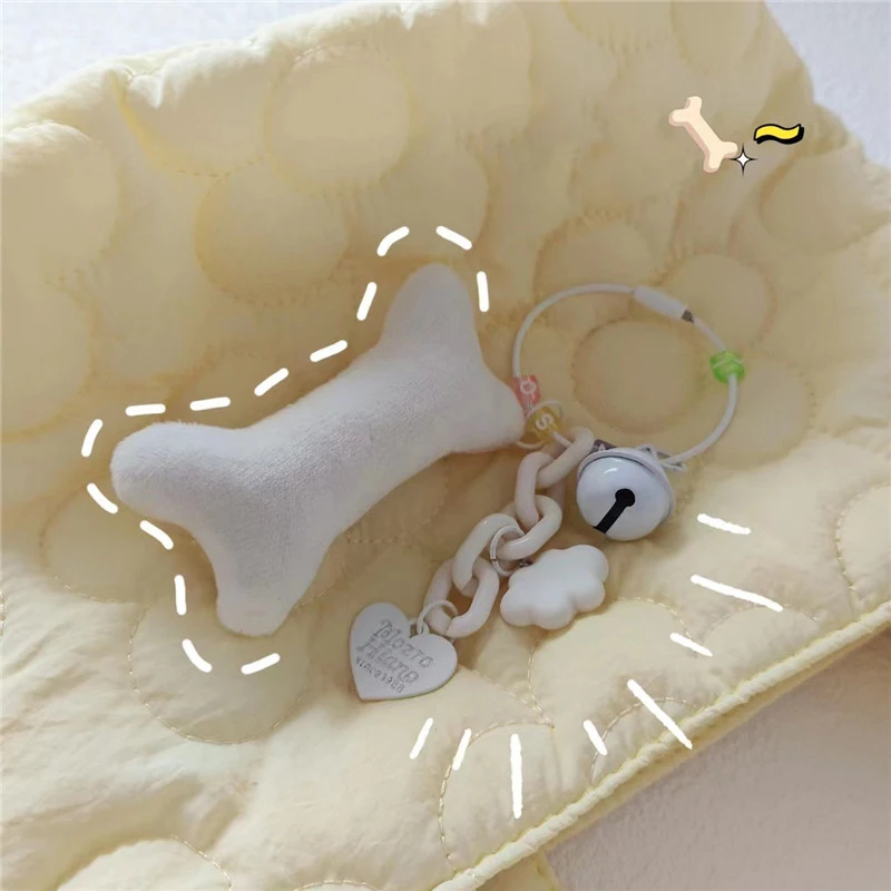 Cute Plush Animals Bone Keychain Creative Cartoon Stuffed Doll Key Holder Backpack Pendant Bag Decorations Accessories