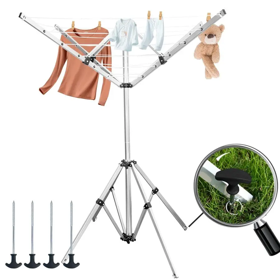 

Сушилка для одежды, 131-футовая вращающаяся веревка для белья на открытом воздухе для любой погоды, уличная сушилка для одежды для использования на балконе и патио, Qui