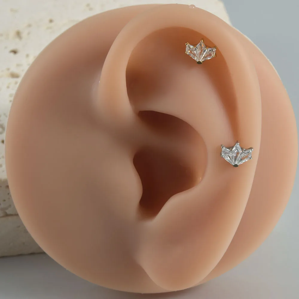 1pcs ASTM F316 Titanium CZ High Quality Labret Lip Studs 16g Ear Cartilage Tragus Helix Lobe Earrings Piercing Body Jewelry