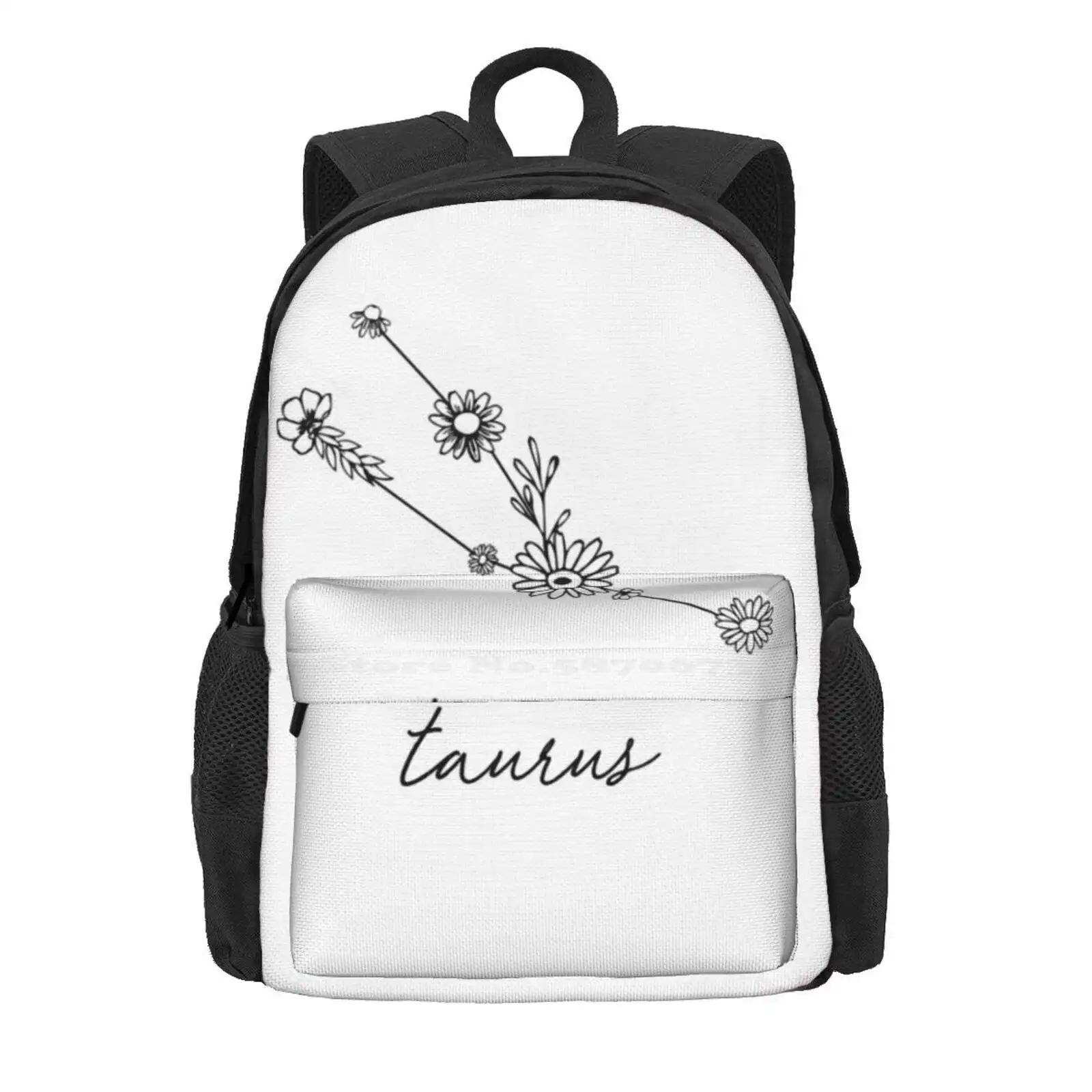 Taurus Zodiac Wildflower Constellation Hot Sale Schoolbag Backpack Fashion Bags Zodiac Sign Wildflower Constellation Aries Leo