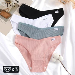 3Pcs Women's Cotton Underwear M-4XL Plus Size Women Panties Female Comfortable Briefs Sexy V Waist Underpants Girls Lingerie New