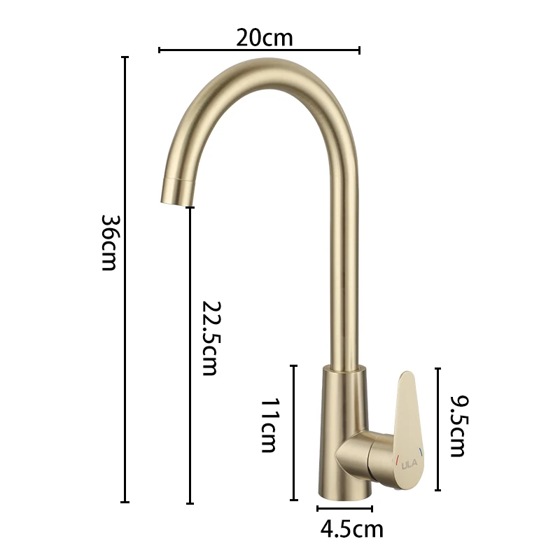 ULA Stainless Steel Kitchen Faucet 360 Degree Rotate Kitchen Gold Tap Hot Cold Water Sink Mixer Faucet Kitchen Water Tap Nozzle