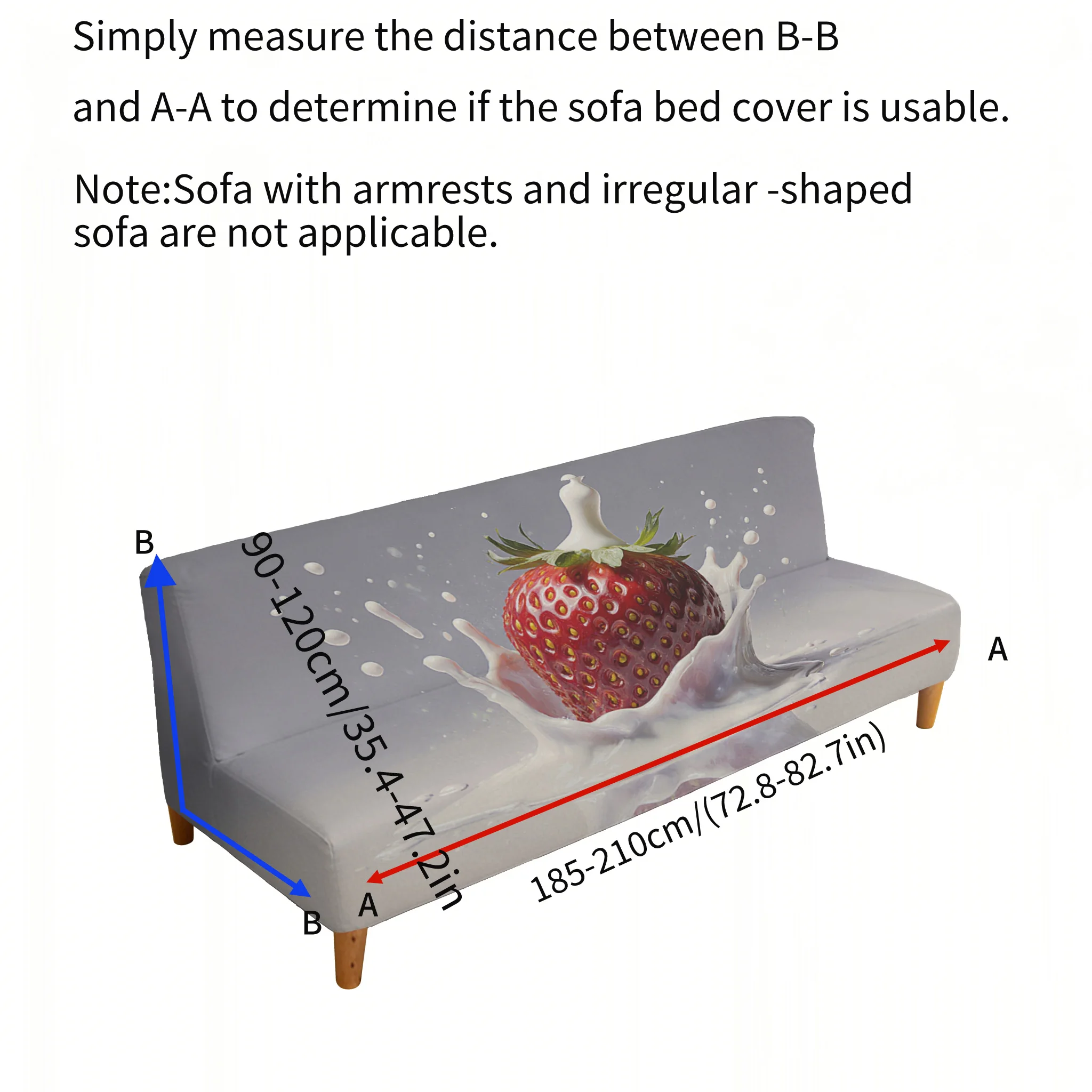 strawberry milk sofa bed cover, non-slip and scratch-proof furniture protective cover, all-inclusive elastic dust cover