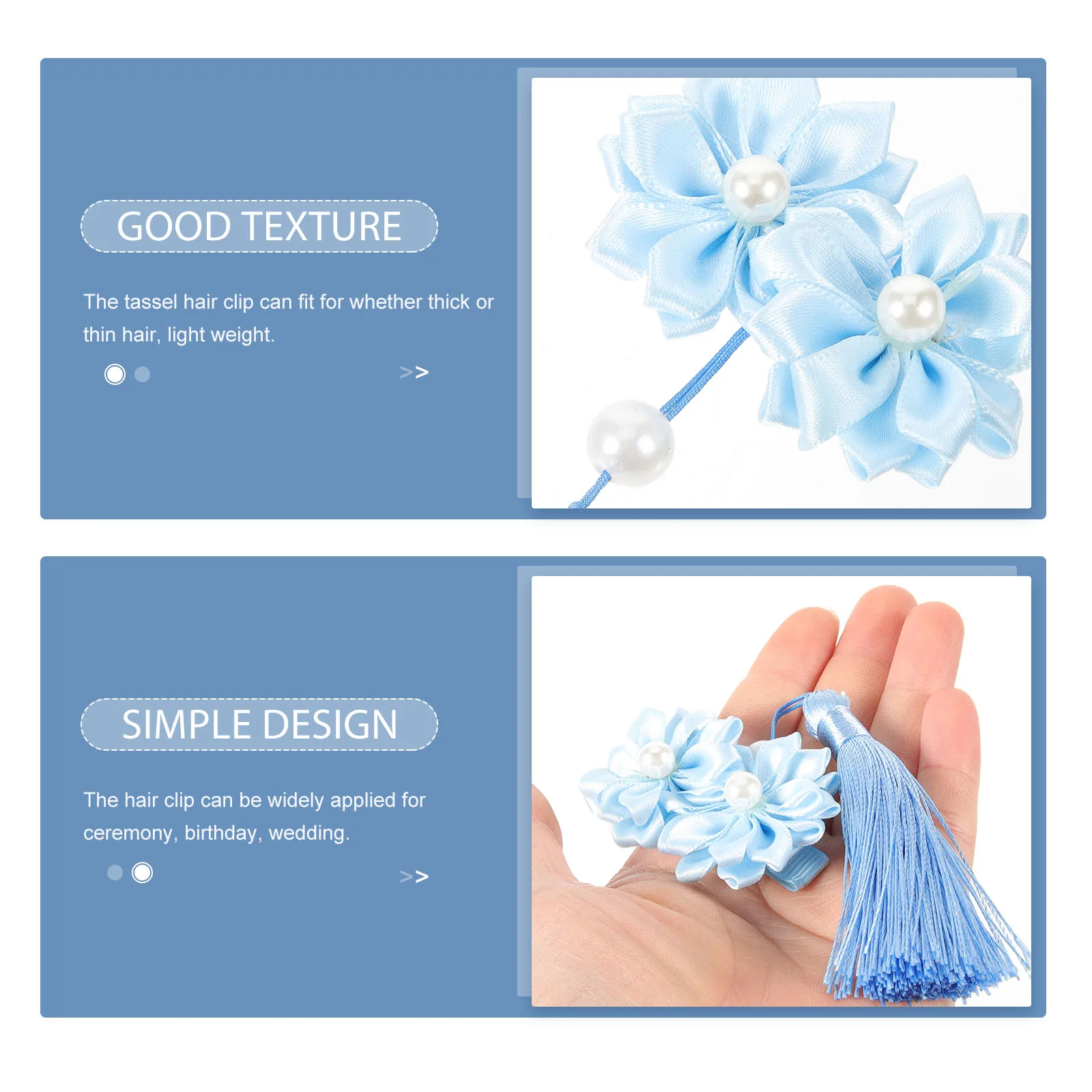 

2 Pcs The Flowers Hairpin Women's Accessories for Girls Clips Cloth Tassel