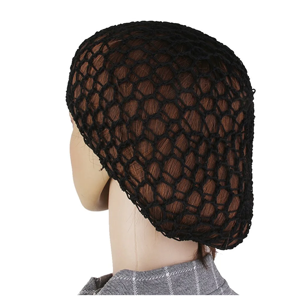 Gorro de ganchillo de red de rayón suave para mujer, negro, 1 unidad