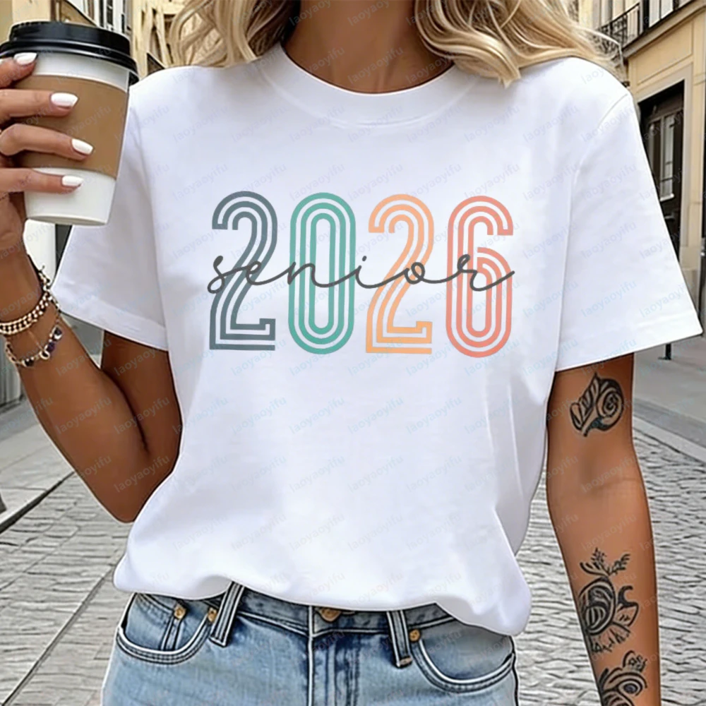 2026 Graduation Cotton Tee Senior Statement Shirt Grad Streetwear Class of 2026 College Senior Summer Clothes for Women Men