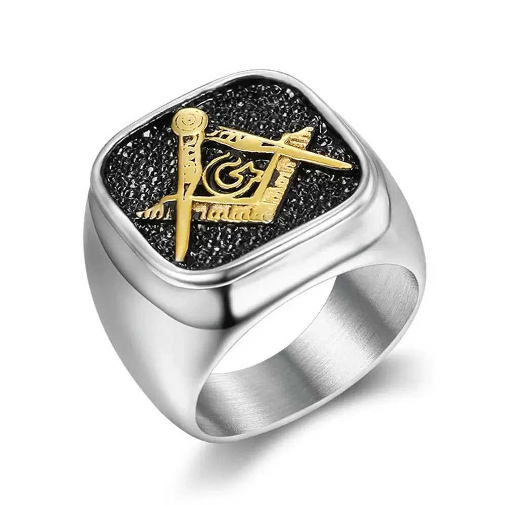 FREE MASON Ring For Man 316L Stainless Steel Jewellery Size 7-15