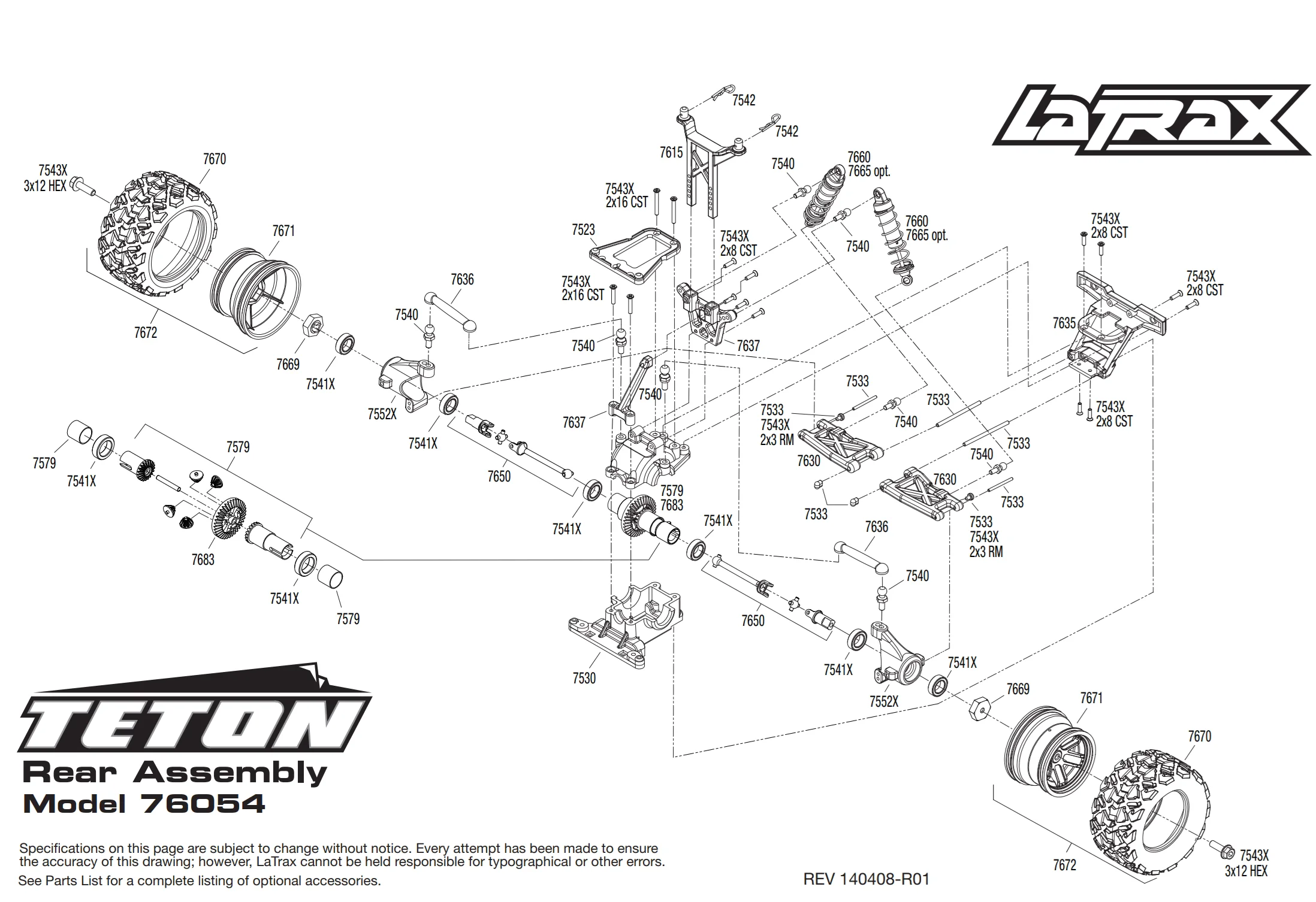 Traxxas LaTrax #7683 Metal Differential Ring & Pinion Gear Upgrade Set for 1/18 Teton Rally Desert Prerunner RC Buggy