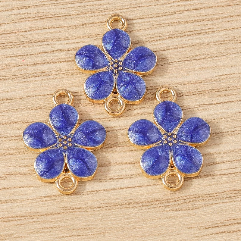 Tusember 20 Stück 14x18mm Bunte Emaille-Blumen-Charms-Verbinder für Schmuckherstellung, Armbänder, Halsketten, DIY-Handarbeitszubehör – Detail 11