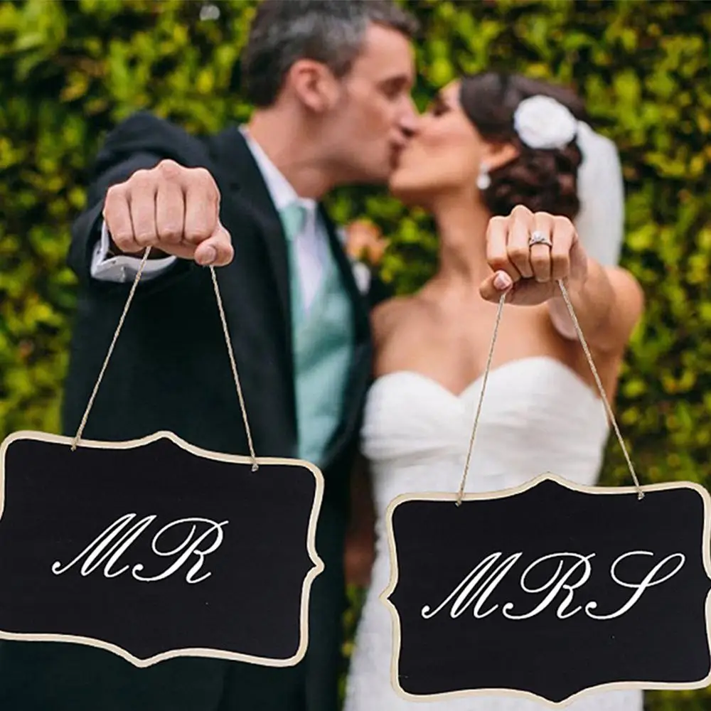 1~10PCS Rustic Wedding Wooden Blackboard Mr Mrs Bridal Shower Decoration Photobooth Birthday Party Home Decor Sign Message