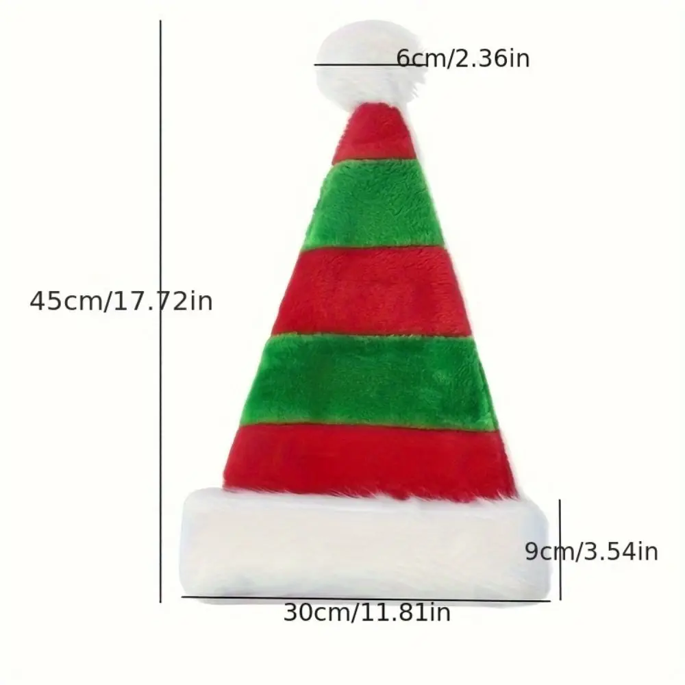Party Supplies Plush Striped Splicing Christmas Hat Thicken Fluffy Santa Hat Funny Soft Warm Winter Cap Gift