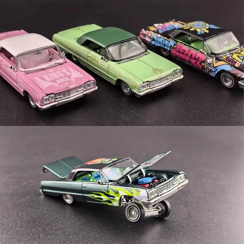 

Масштабная модель автомобиля Impala Lowrider 1:64, имитация из сплава, статическая коллекционная игрушка, подарок, сувенир, украшение