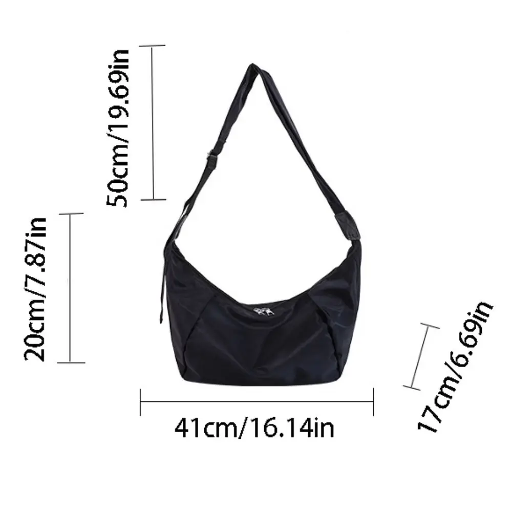 Borsa per gnocchi di grande capacità alla moda Borsa a tracolla in nylon tinta unita Borsa da viaggio leggera dal design plissettato