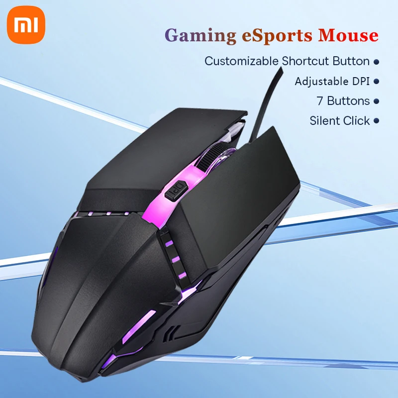 Xiaomi Gaming E-sports Mouse Adjustable Dpi Wired Connection Rgb Lighting Precise Fps Ergonomic Computer Peripheral For Pc