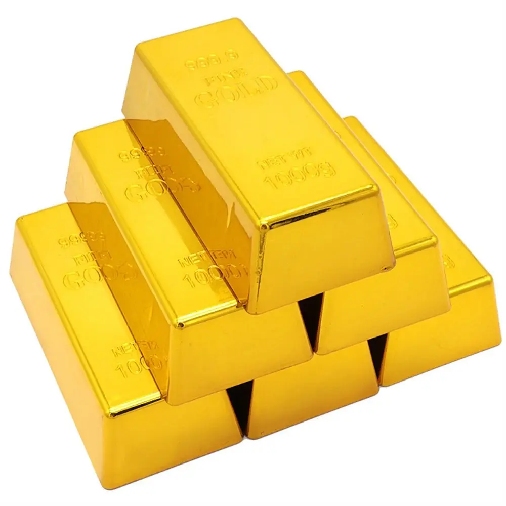 Ideal Gift Simulation Fake Gold Bar Glittering Paperweight Golden Brick Plastic Movie Prop Bullion Bar Novelty Gift