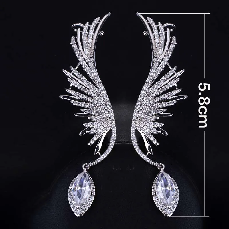 SUGO 2022 Summer New Luxury Trend Shiny High Quality Long Zirconia Drop Earrings for Elegant Women Wedding Dress Accessories