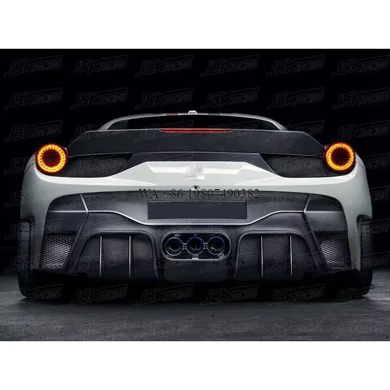 Wmwmnu For 458 Italia Spider 2011-2013 Vorsteiner Style Half Carbon Fiber Rear Bumper Body Kit Diffuser Lip Spoiler