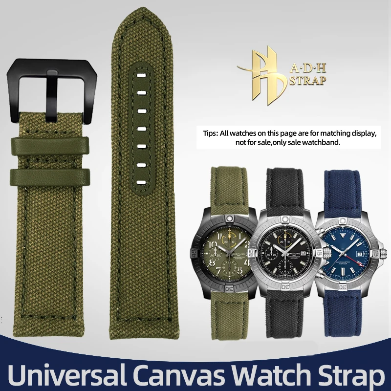 

Men's Universal Canvas Watch Strap For Panerai PAM335 441 111 1055 Breitling Avenger Premier Nylon Watchband 20 22 24mm SoftBelt