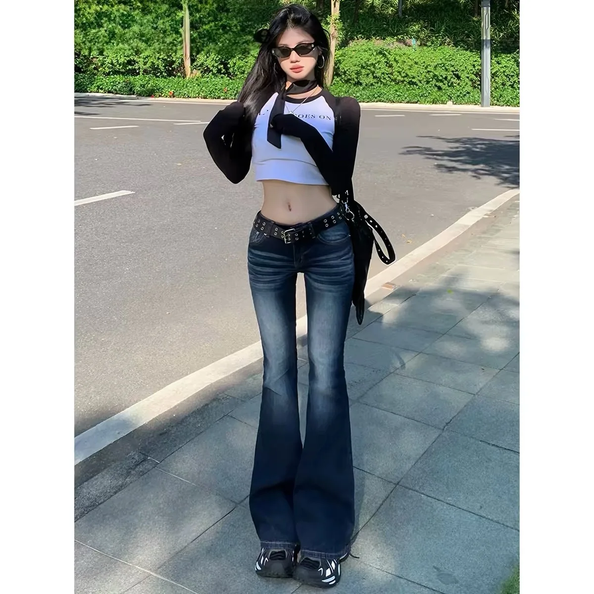 American Retro Bell Bottom Jeans Women's Autumn New Small Size Slimming Hot Girl Versatile Student Floor Length Pants
