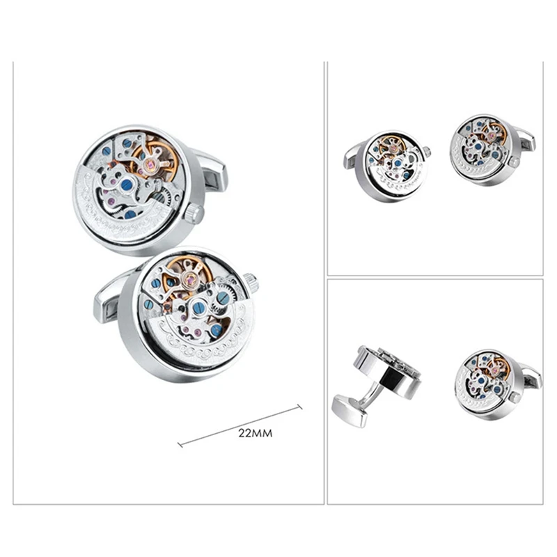 Movement Cufflinks Gear Precision Carving Fully Automatic Mechanical French Shirt Cufflinks Men's Sleeve Nails