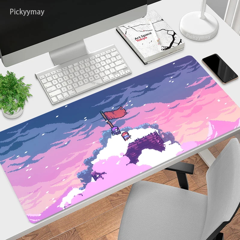 Pixel Scenery Art Large Size Mouse Pad Cute Natural Rubber PC Computer Gaming Mousepad Desk Mat Locking Edge For Office Kawaii