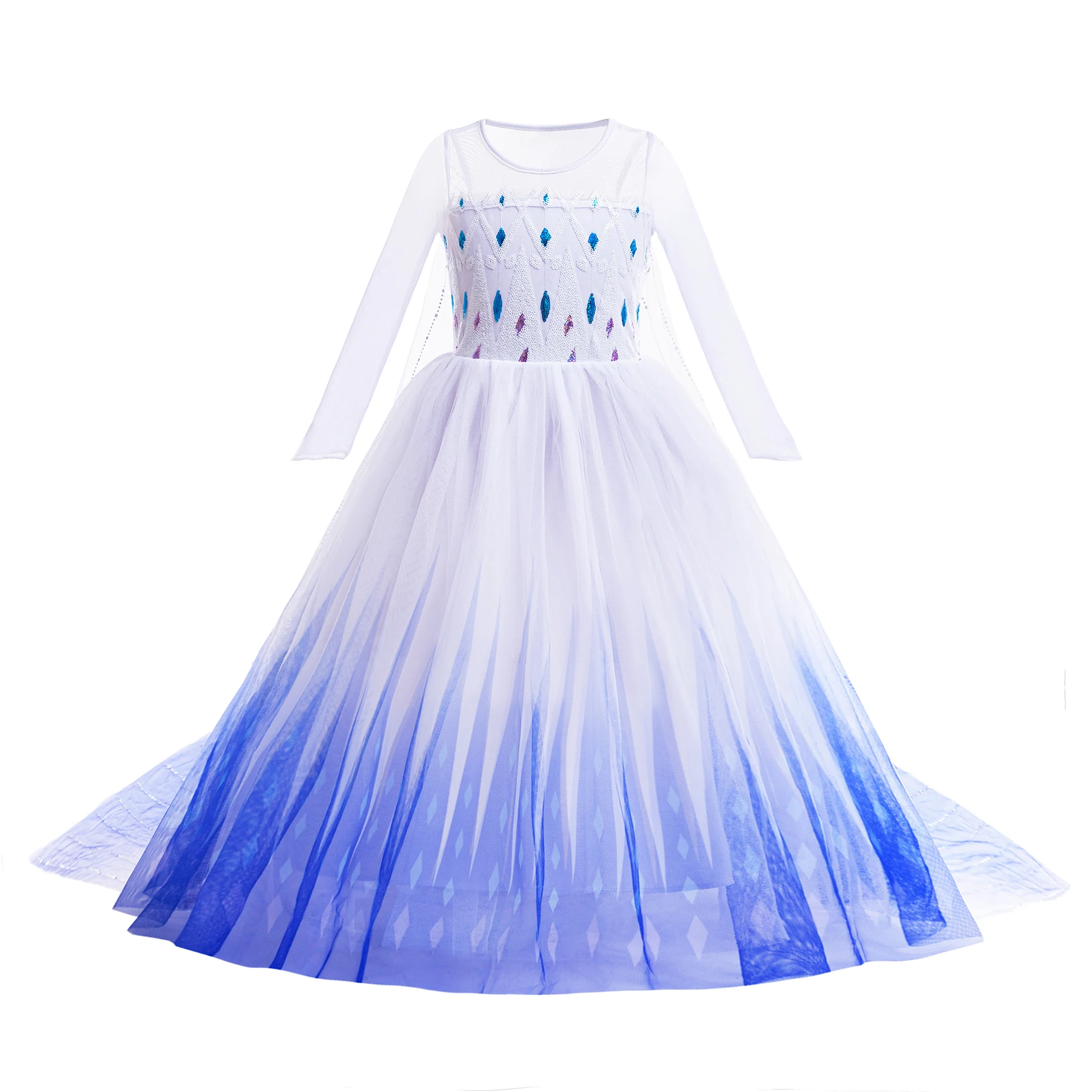 Elsa Dress for Girls White Sequined Frozen Princess Costume Kids Halloween Carnival Snow Queen Dress