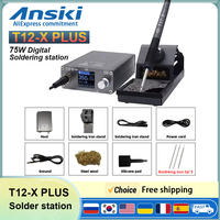 OSS T12-X Plus Solder Station 75W Digital display Constant temperature With T12 Tips Kit For CPU Precision welding repair Tools