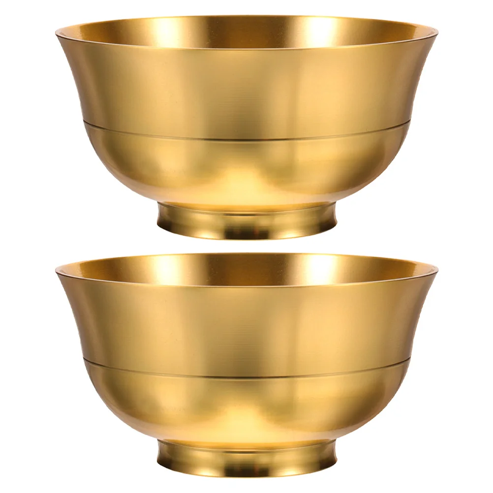 

2pcs Copper Bowl Vintage Brass Offering Bowl For Temple Home Decor Water Container Worship Cup Buddhist Accessory