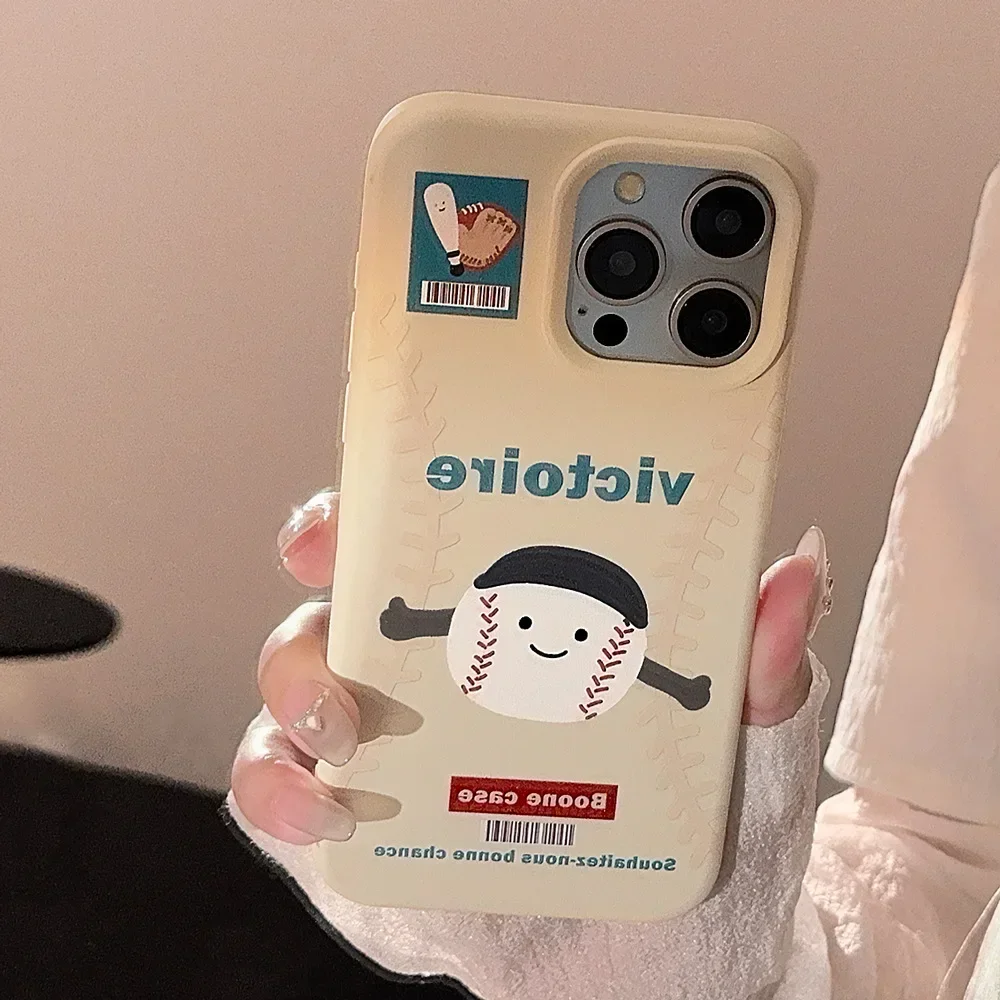 Funny baseball Tennis Sport doll art Phone Case For iPhone 16 15 14 13 12 11 Pro Max 16 Plus Case Cute Cartoon shockproof Cover image 2