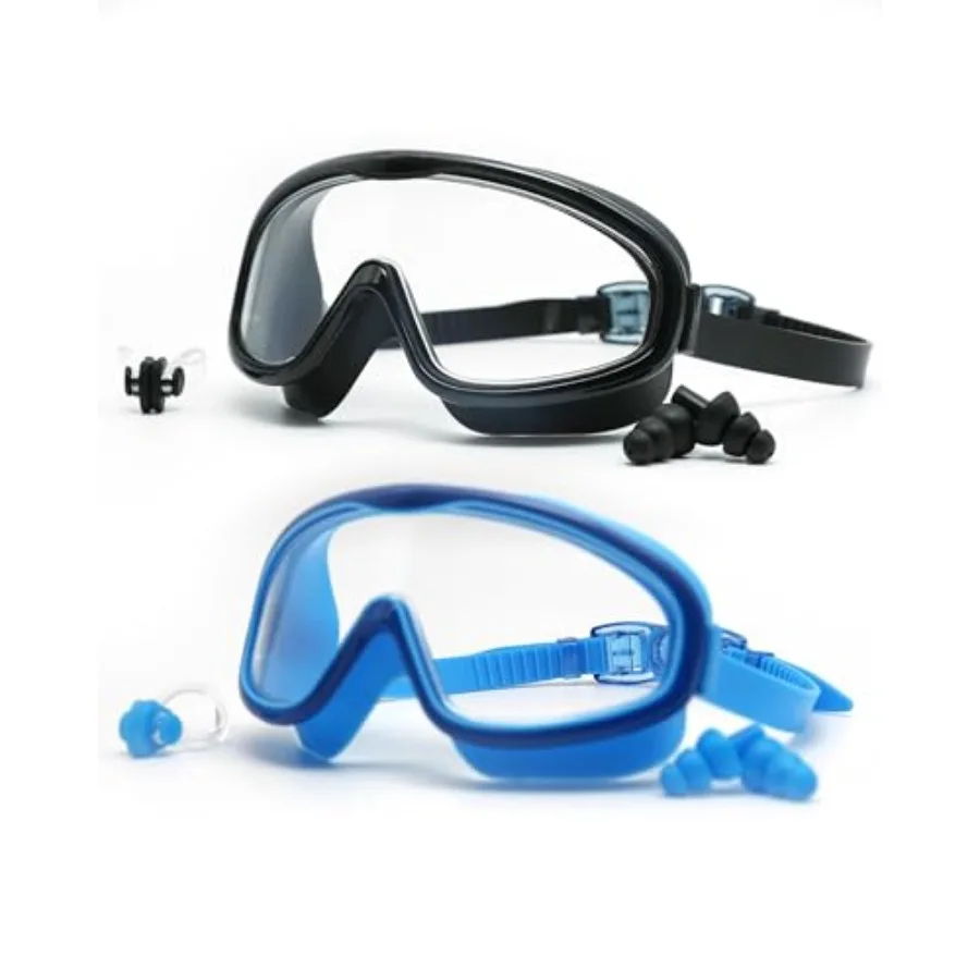 

Swim Goggles for Adults, 2 Pack Anti-Fog UV Protection Swimming Goggles with Adjustable Straps, Leak-Proof Silicone Swim Glasse