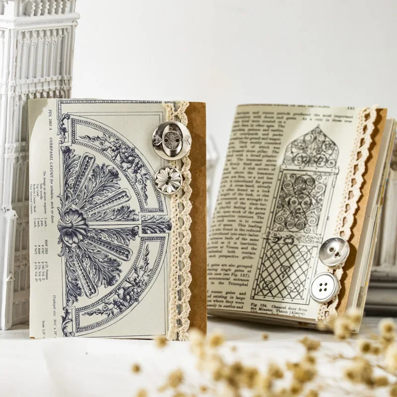 Álbum de recortes para decoración arquitectónica clásica europea, Material de papel estilo Ledger, diario, papelería estética, 30 piezas