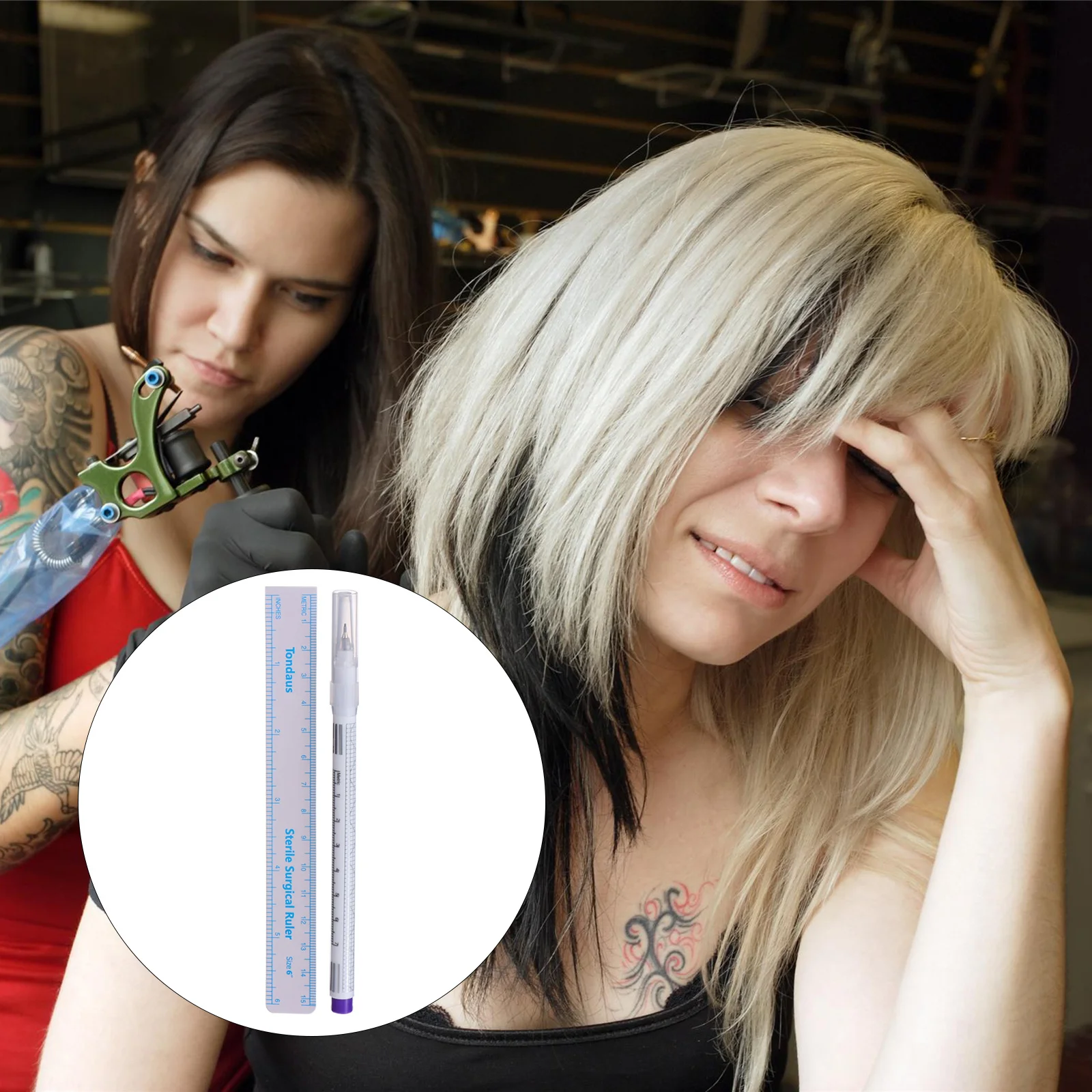 20pcs Tattoo Skin Marking Pen Double Head Temporary Marker For Piercing Positioning Surgical Use Smooth Oil-Based Ink Tool