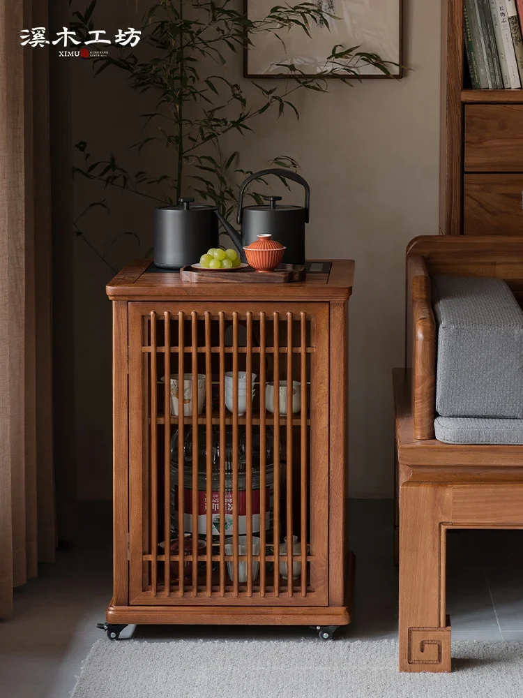 Solid Wood Tea Cabinet Kettle Integrated Tea Storage Office Tea Table Living Room