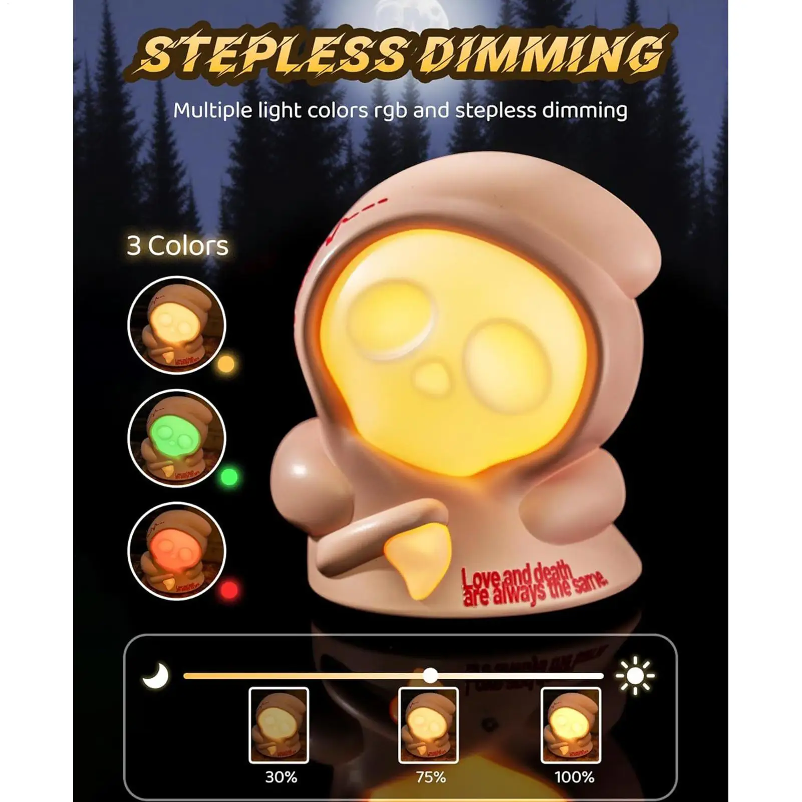 Ghost Night Light 3-Color Halloween Ghost Night Light Interactive Lamp With Pull-Back Wheels Decor For Home Hallway Desk Nursery