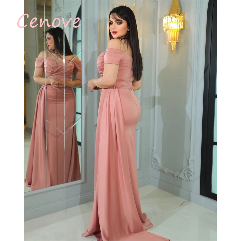 Cenove 2024 Arabische Dubai Off The Shoulder Prom Dress Vloerlengte Met Korte Mouwen Avondmode Elegante Feestjurk Voor Dames