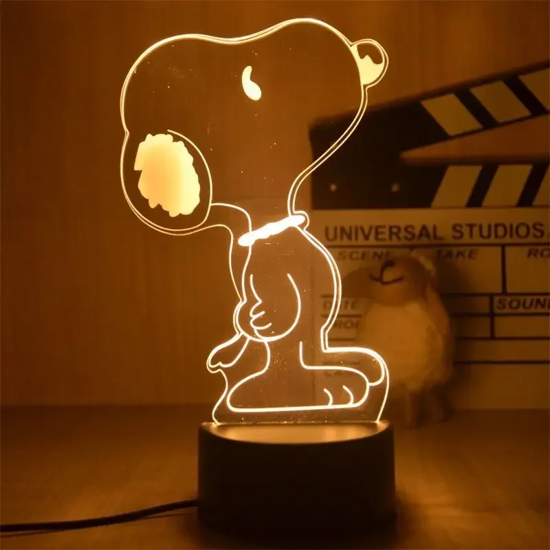 Snoopy Night Light Anime 3D Visual LED Figures Model Desk Lamp Decoration Bedroom Cartoon Creativity Desk Ornaments Bedside Lamp