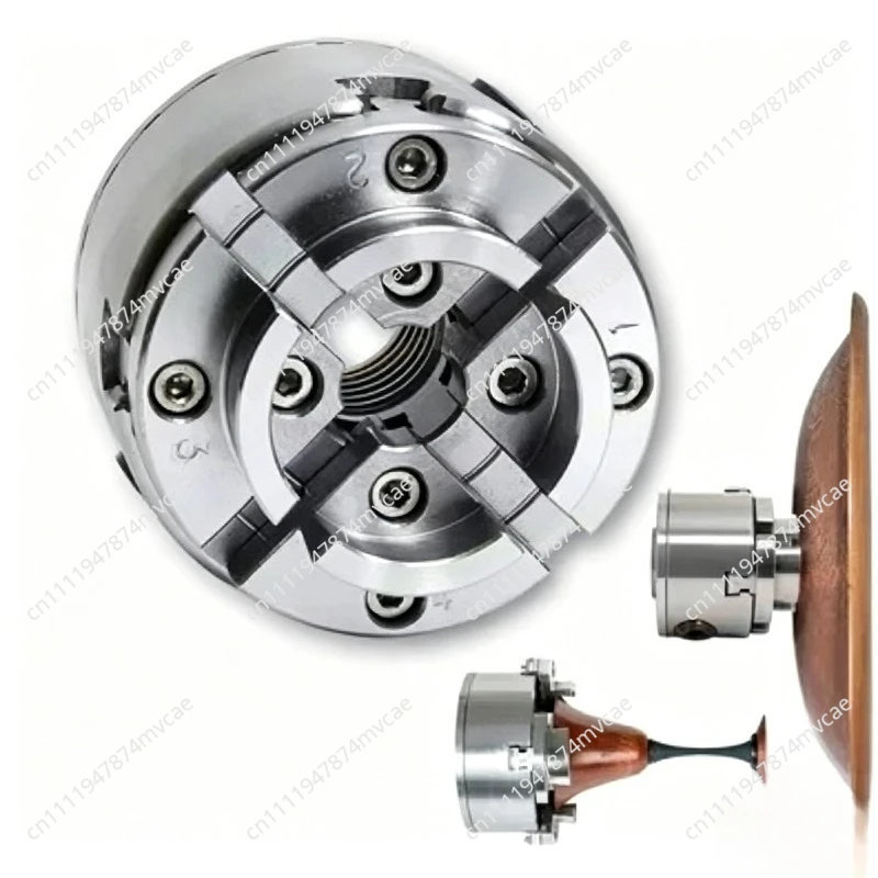 KP96 4-Jaw Self-Centering Chuck For Wood Lathe High Precision Woodworking Chuck 4 Inch 100MM Thread M33*3.5 Clamping 8-60MM