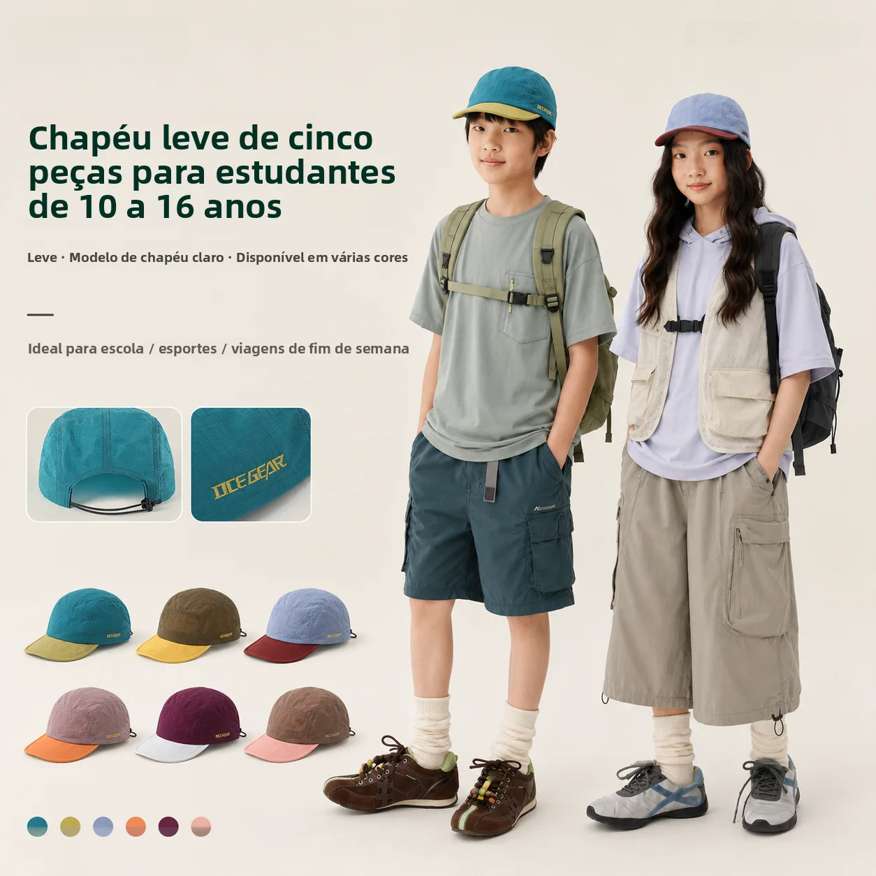 oce-gear-outdoor-five-piece-hat-quick-dry-sun-protection-foldable-short-brim-cap-for-students-ages-14-17