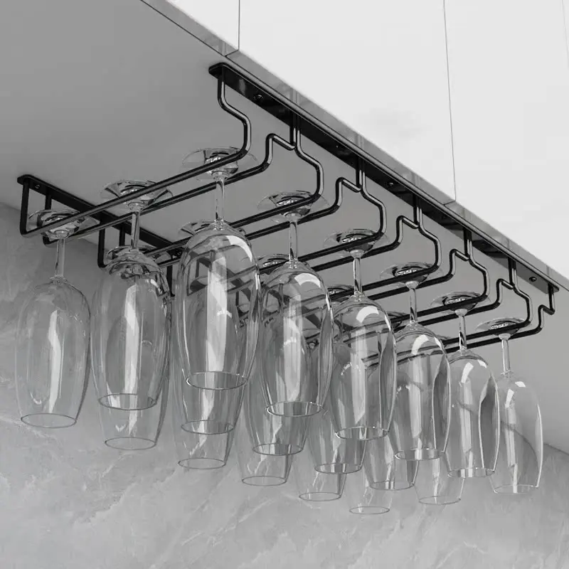 مسدس رمادي 304 حامل كأس للنبيذ من الفولاذ المقاوم للصدأ رأسًا على عقب حامل كأس منزلي معلق حامل كأس للنبيذ حلية خفيفة luxu #2