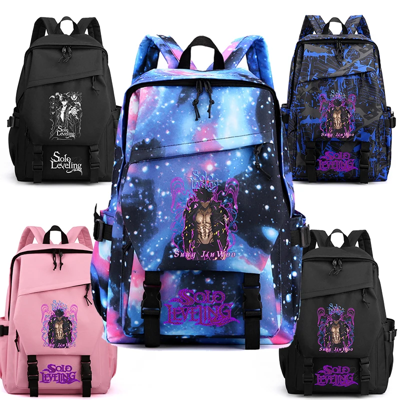 2025 New School Bags Hot Anime Solo Leveling Print Backpacks for School Teenager Girls Boys Sung JinWoo Street Style Book Bag