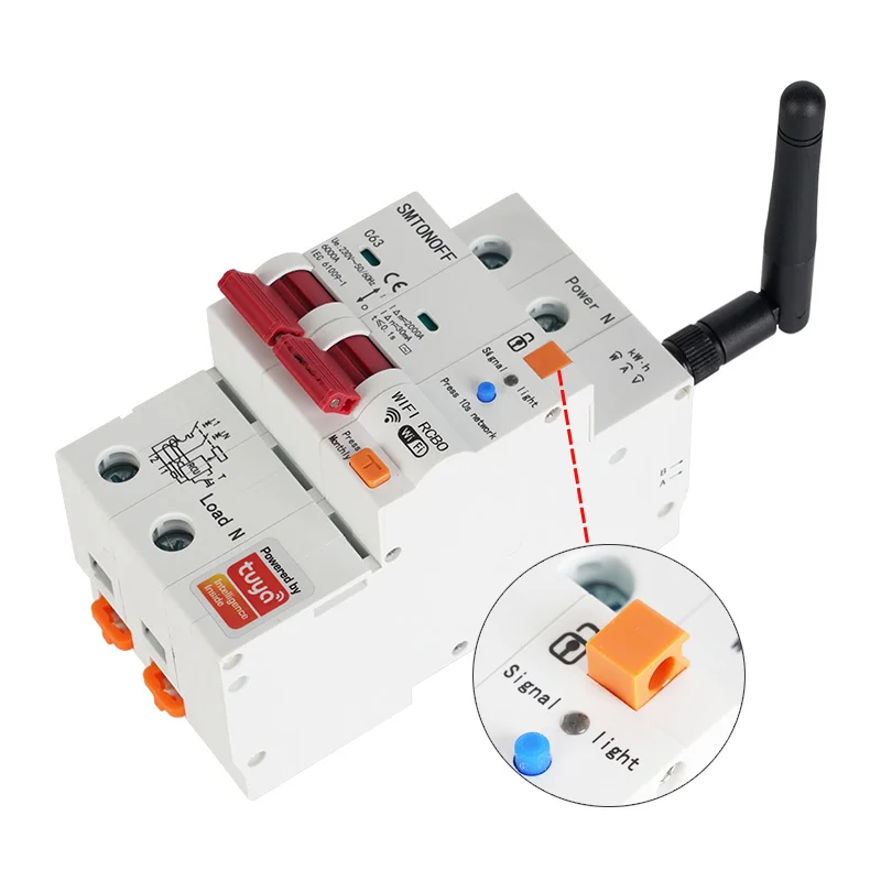 Interruptor inteligente WiFi RS485 2p RCBO, medidor prepago, temporizador, voltaje, Protector de corriente, Control por voz, Alexa, Google Alice