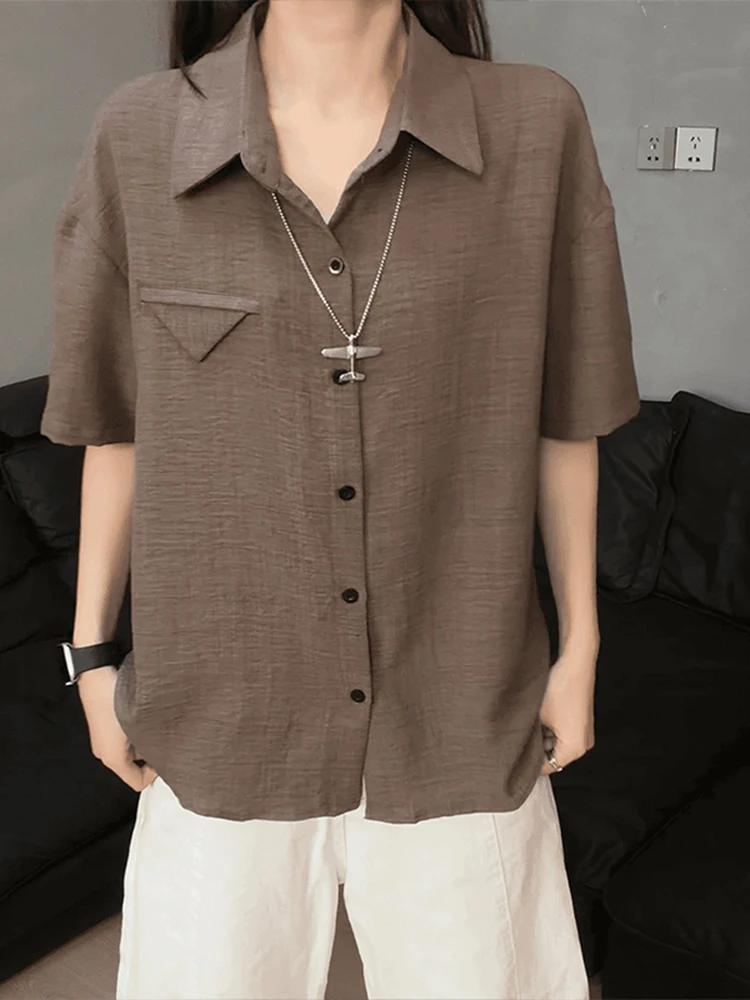 

Linen-Like Breathable Short Sleeve Shirt Men's Summer Casual Loose Fit Shirt Half Sleeve Sun Protection Men's Women's Shirt