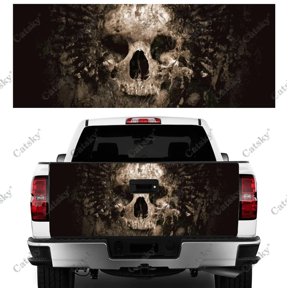 Death skulls Car Accessories Tail Trunk Protect Vinly Wrap Sticker Decal Hood Decoration Engine Cover for SUV Off-road Pickup