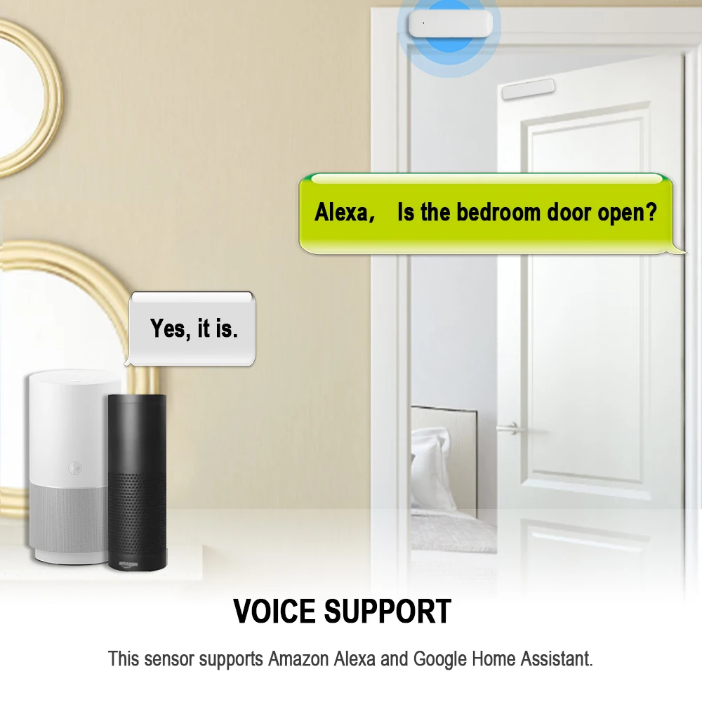 ZigBee Tuya كاشف مستشعر باب النافذة الذكي نظام إنذار أمان المنزل يعمل مع مساعد المنزل Alexa
