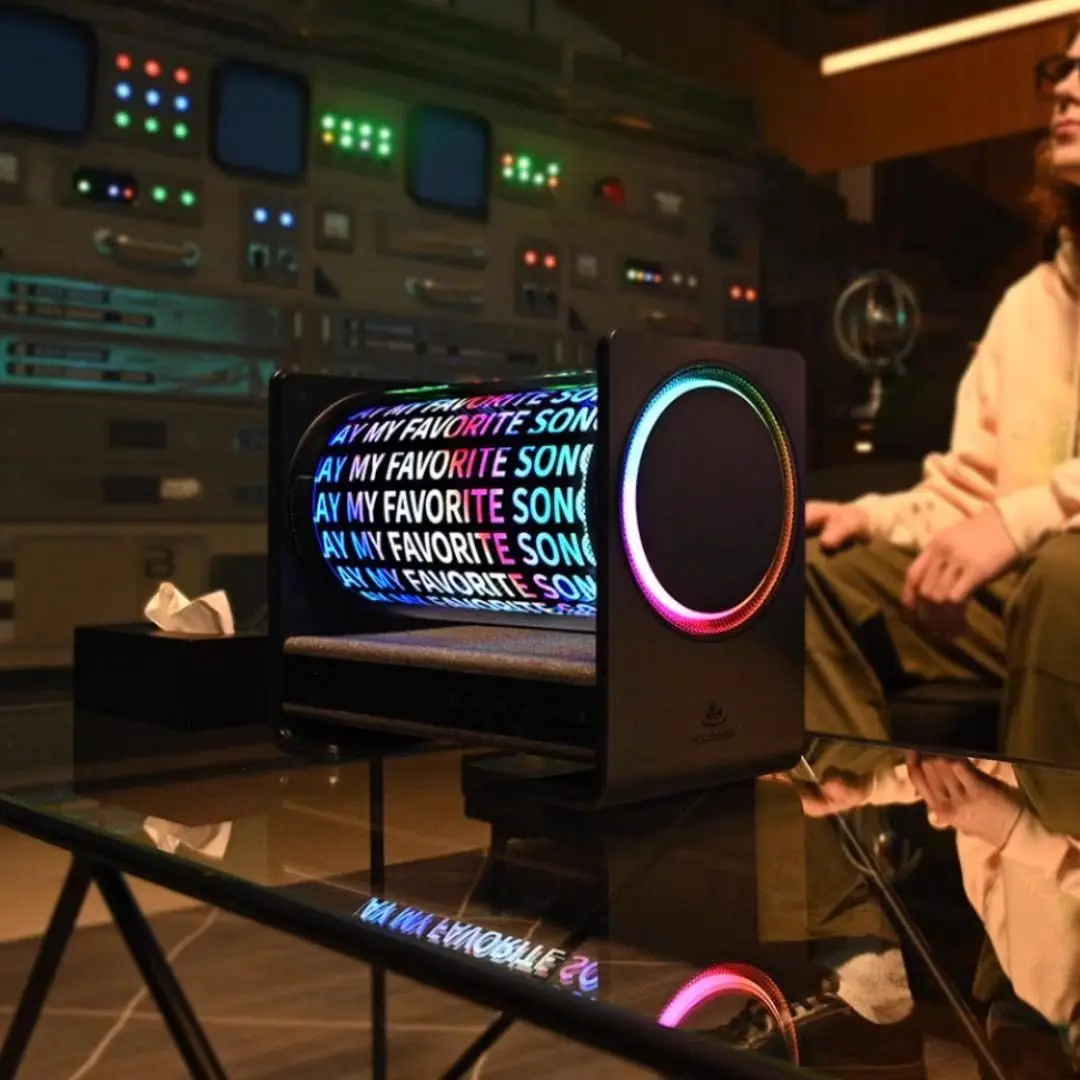 Holographic lyrics speaker, transparent suspension colorful technology holographic stereo