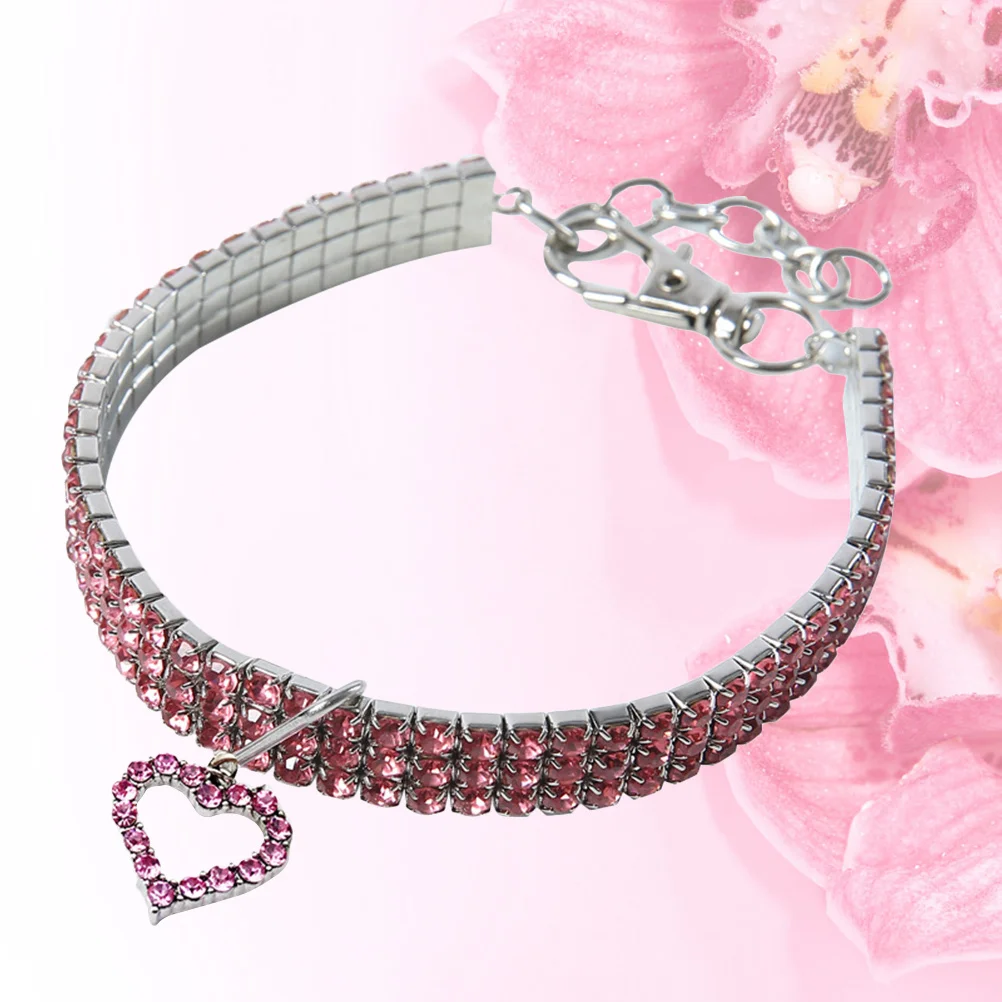 

1pcs Pet Necklace Heart Pattern Adjustable Dog Collar For Cats Small Pets Bright Color Fashion Crystal Printed Safety Neckchain