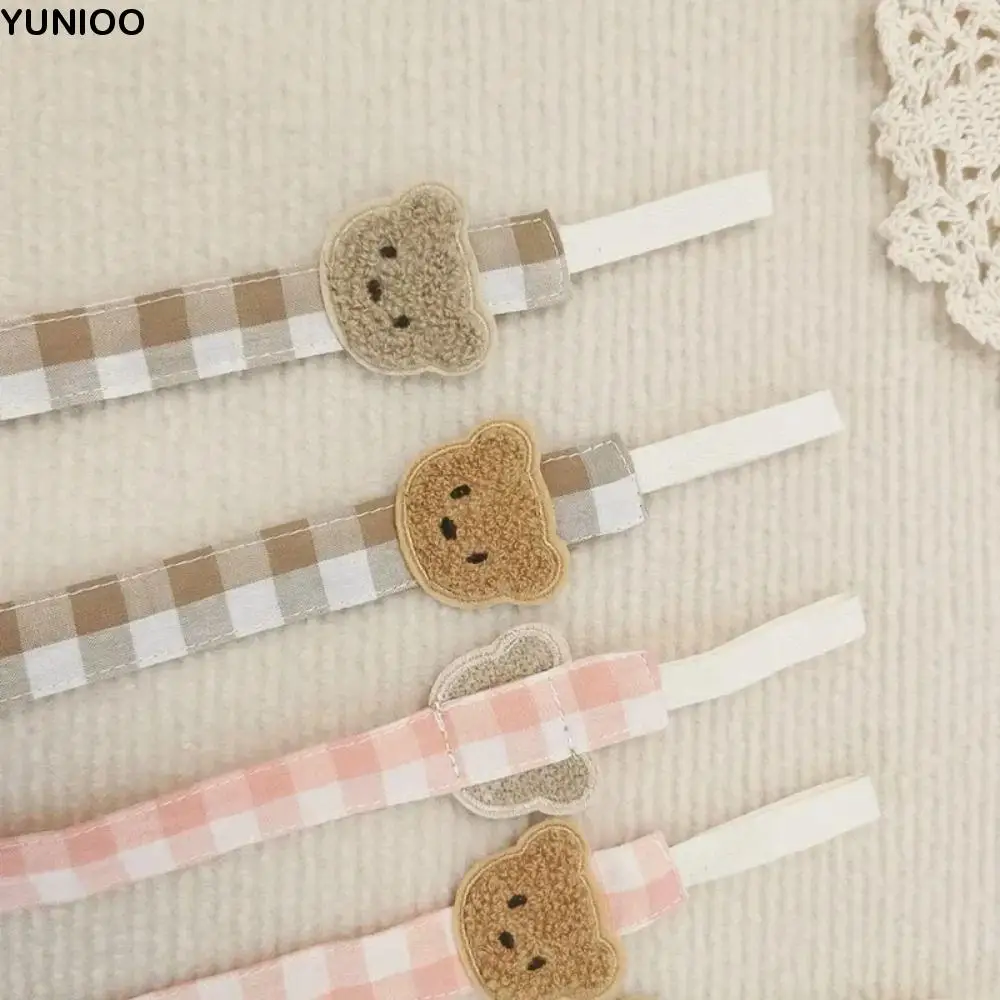 

Cute Embroidery Baby Cloth Pacifier Chain Lattice Adjustable Soother Holder Dummy Clips Bear Nipple Holder Clips Children