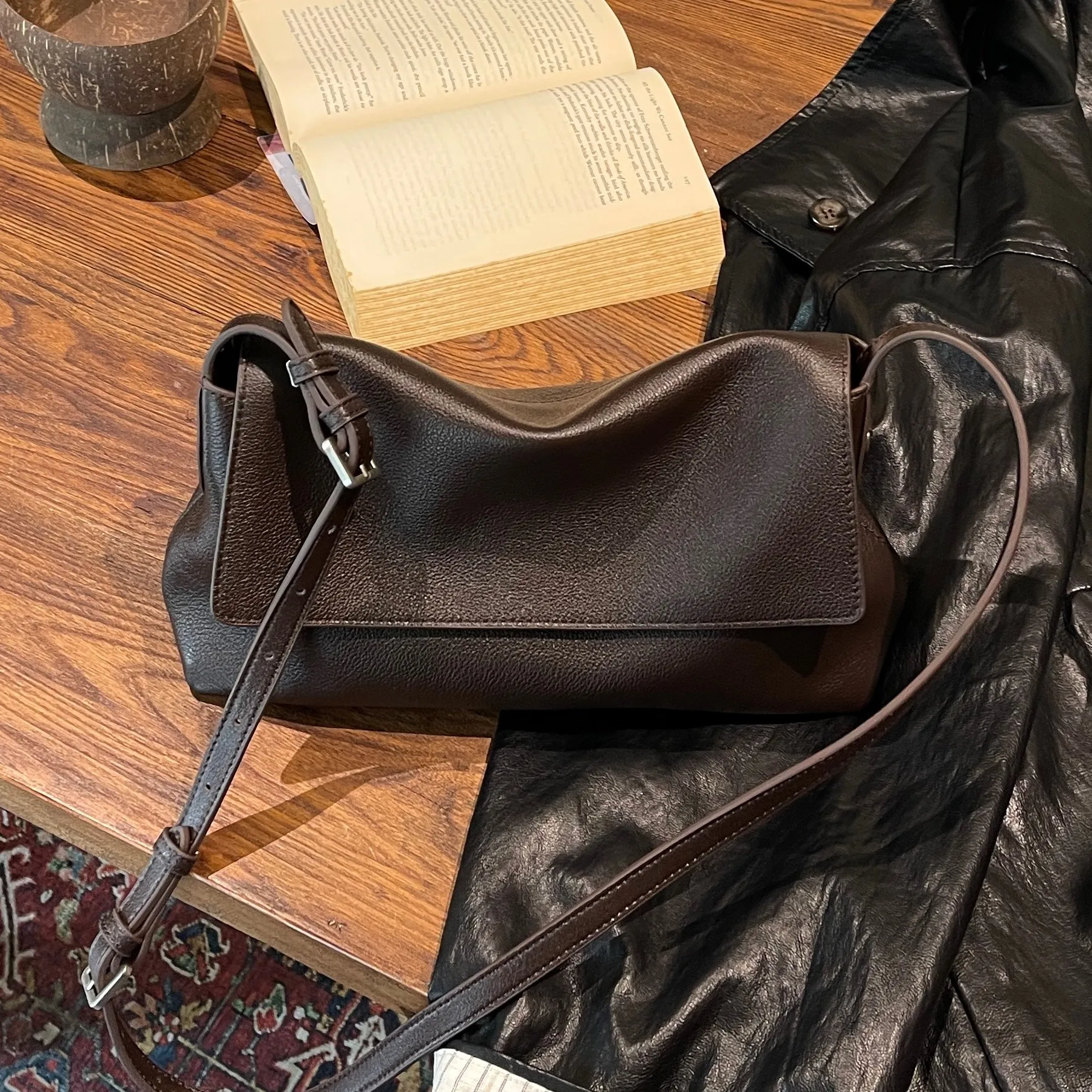 YANATARI Genuine Leather Large Capacity Women Luxury Crossbody Bag Handbag Shoulder Bag High Quality Vintage Top-Grain Tote Bag